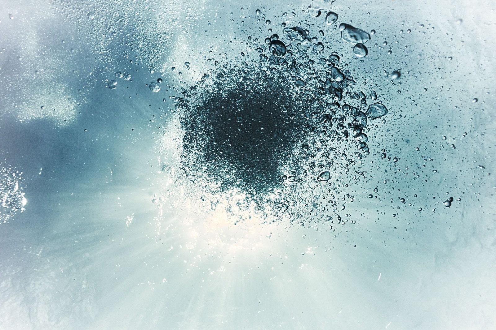 Looking skywards through the photographer's air bubbles